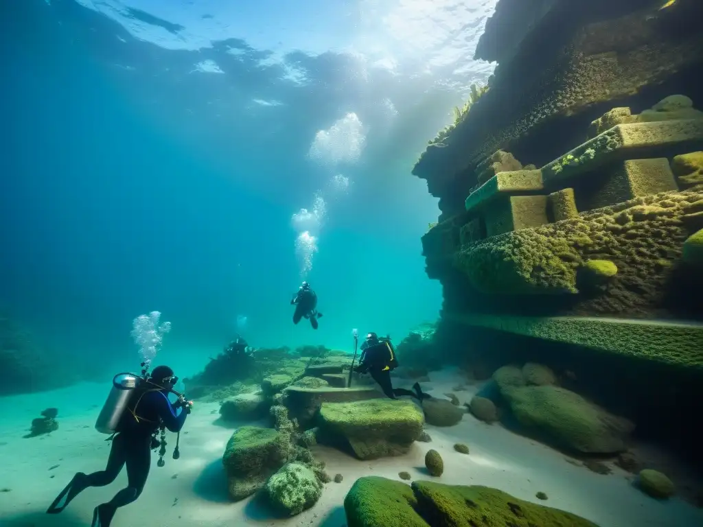 Exploración submarina: misterios de una antigua civilización Exploración marina de antiguas carreteras sumergidas misteriosas