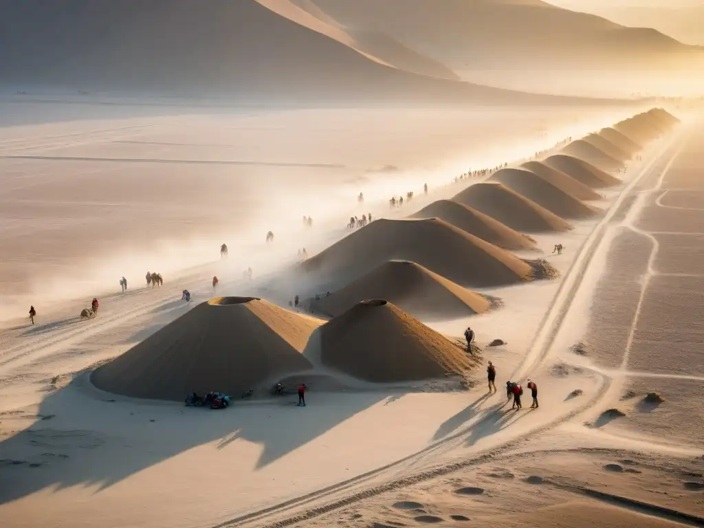 Excavación en Nazca: misterios al amanecer Arqueólogos desvelando enigma en misterioso desierto de Nazca al amanecer