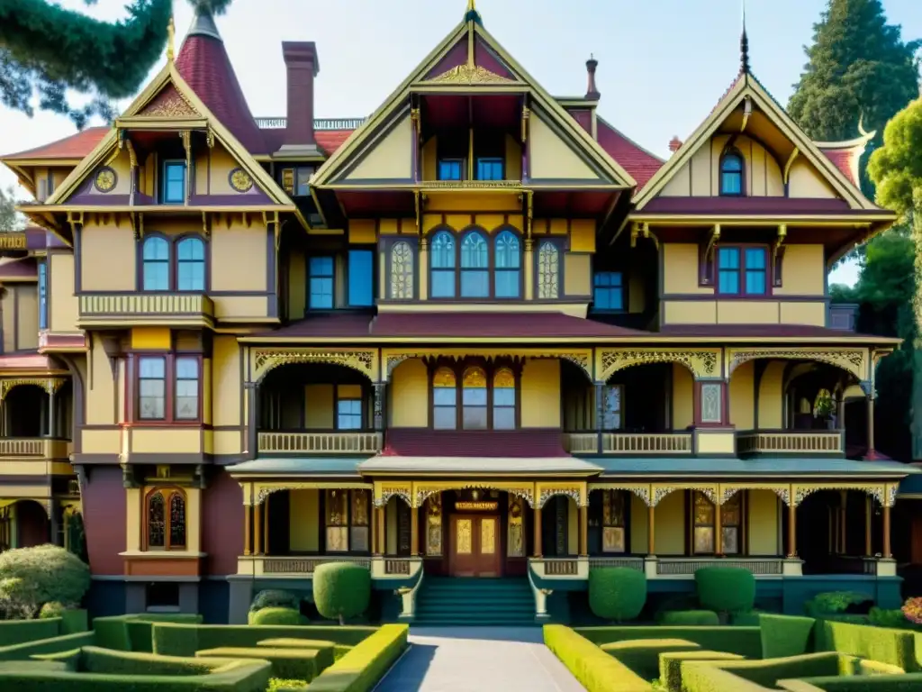 Arquitectura misteriosa: Winchester Mystery House en alta resolución Explora la arquitectura espectral de la misteriosa Mansión Winchester