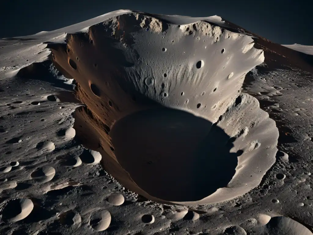 Cráter lunar: misterio y sombras en alta resolución Un cráter misterioso en la Luna revela secretos ocultos en su profundidad