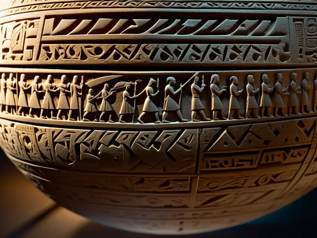 Misterioso artefacto antiguo bajo la tecnología hiperespectral Detallada imagen de un artefacto antiguo, con intrincados grabados bajo luz hiperespectral