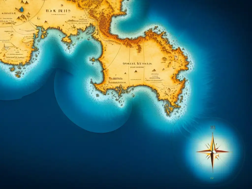 Detalle 8k del mapa de Piri Reis, revelando misterios en la costa antártica