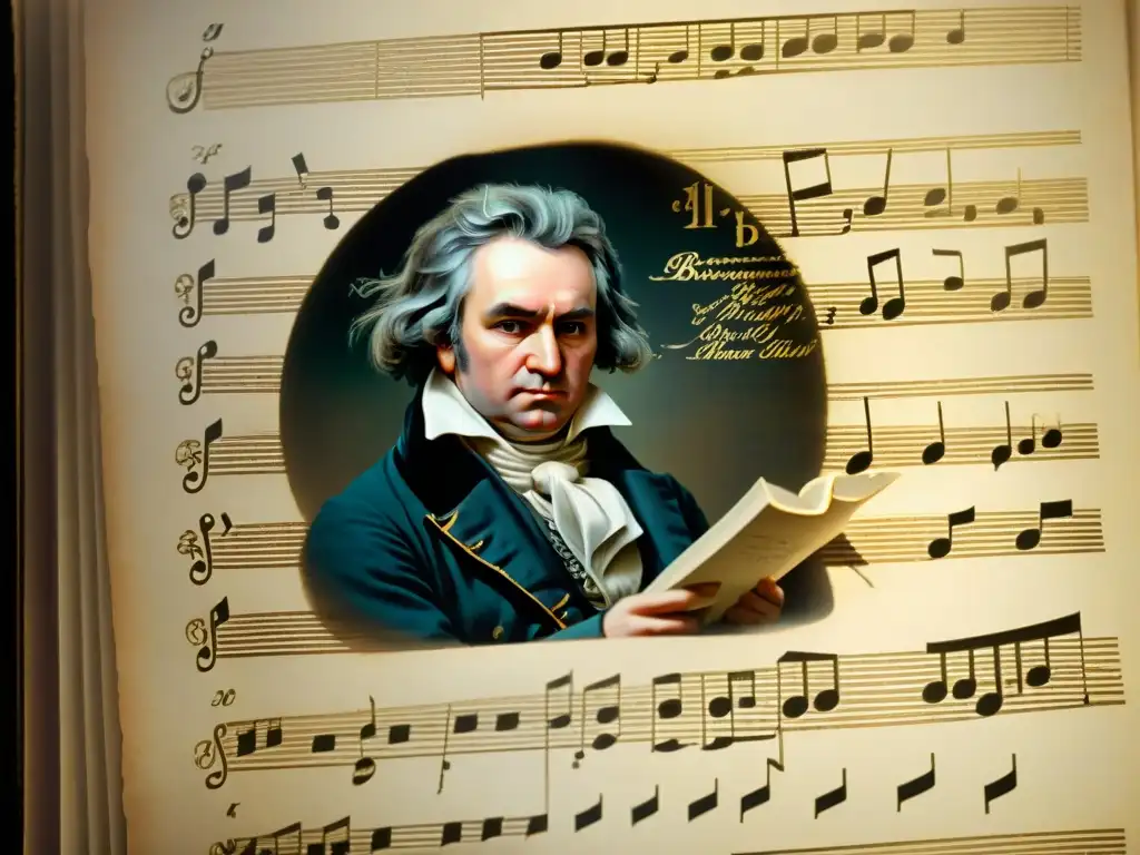 Detalle en partitura de Beethoven con mensajes ocultos en sinfonías
