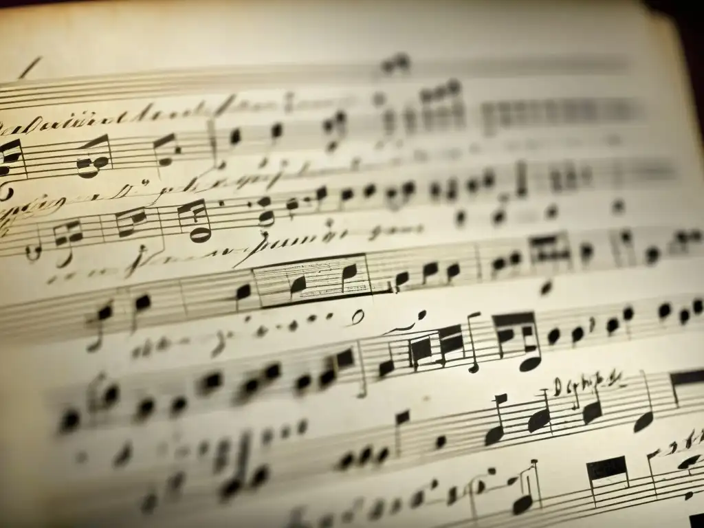 Detalle único de partitura original de Beethoven, revelando mensajes ocultos en sinfonías