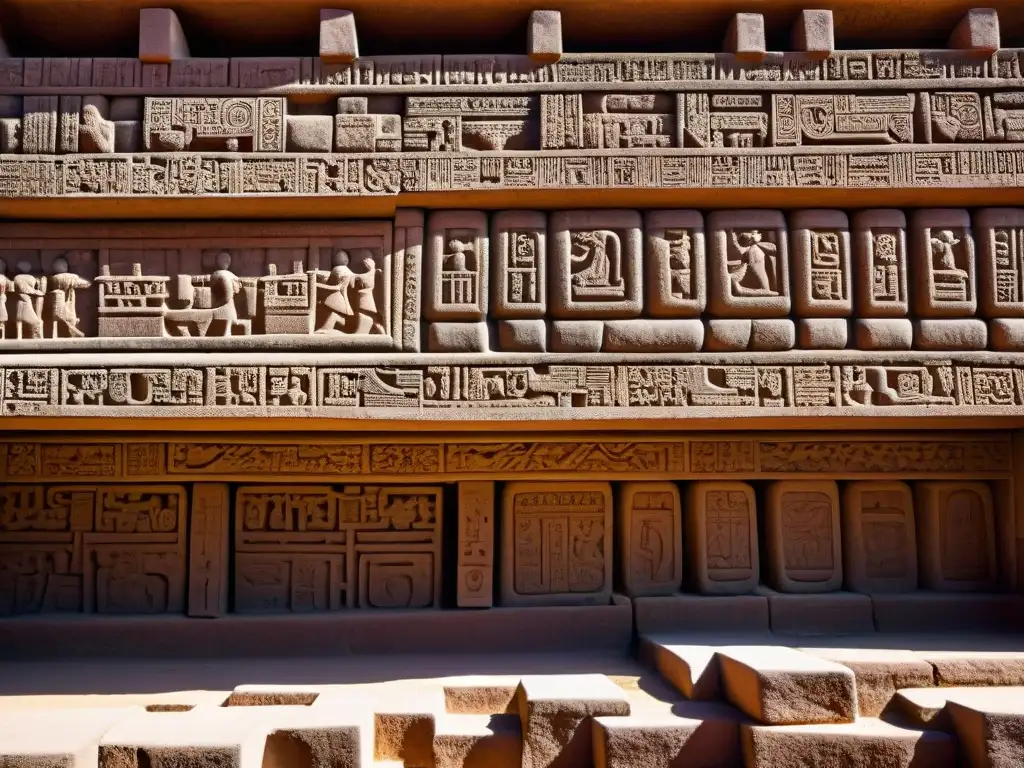 Esculturas de piedra en Pumapunku: detalle y precisión ancestral Detalles asombrosos de las antiguas y enigmáticas esculturas de piedra en Pumapunku, Bolivia, evocando tecnología extraterrestre
