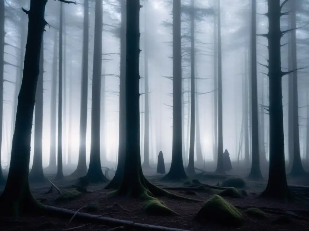 Niños Negros: Fantasmas entre la niebla nocturna Encuentros con lo inexplicable Niños Negros: Misteriosos niños pálidos entre la niebla en un bosque oscuro