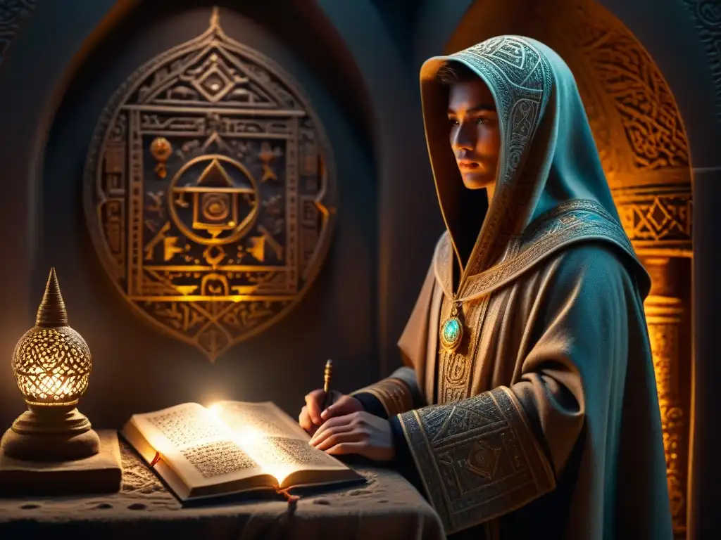 Misterioso artefacto antiguo con símbolos y luz sobrenatural Explorando entidades interdimensionales misterios sin resolver en una cámara llena de objetos arcanos