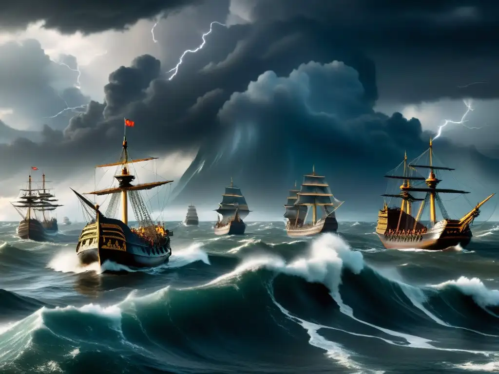 Batalla naval en tormenta: la invasión fallida de Kublai Khan Épica flota de Kublai Khan lucha en misterioso mar durante invasión a Japón