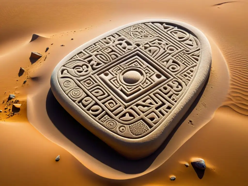 Ica Stone: Misteriosas tecnologías antiguas en el desierto Estelas de Ica: Misterio y autenticidad en detallada piedra tallada, revelando avanzada tecnología y símbolos en desierto peruano