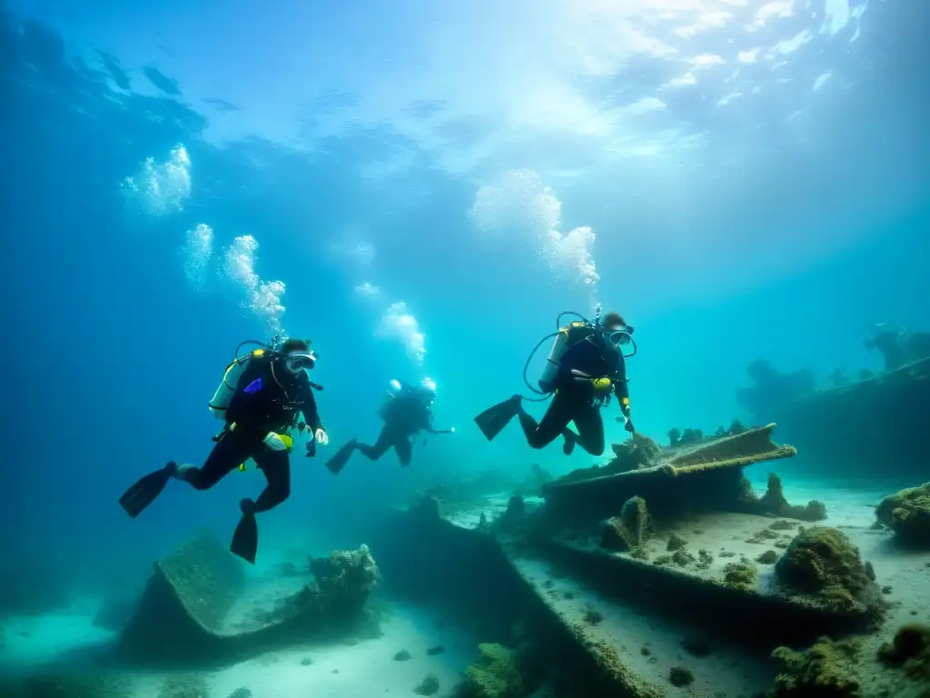 Exploración submarina en el Triángulo de las Bermudas Exploración de arqueólogos submarinos en Triángulo de las Bermudas