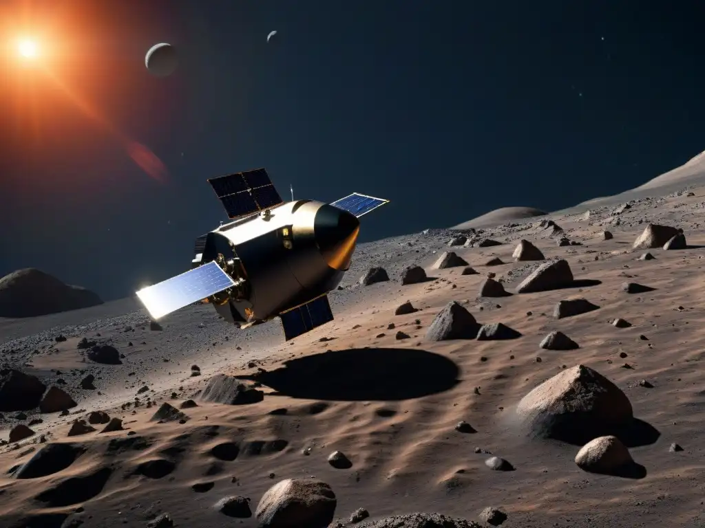 Exploración silenciosa: Hayabusa cerca de asteroide enigmático Exploración de secretos asteroides en misteriosa misión espacial
