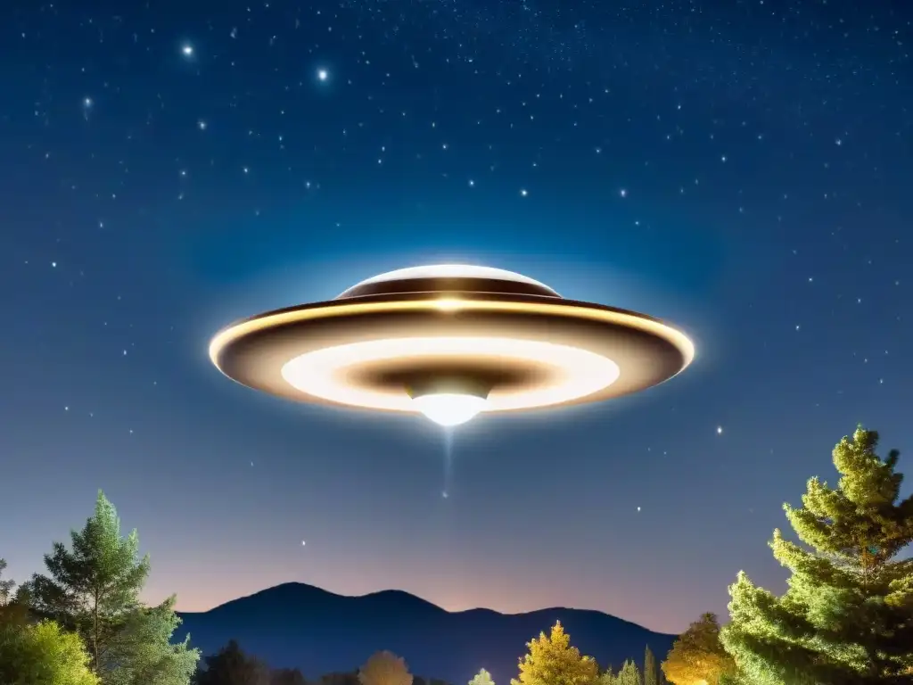 Increíble avistamiento de un misterioso OVNI brillante en la noche estrellada, generando interpretaciones místicas
