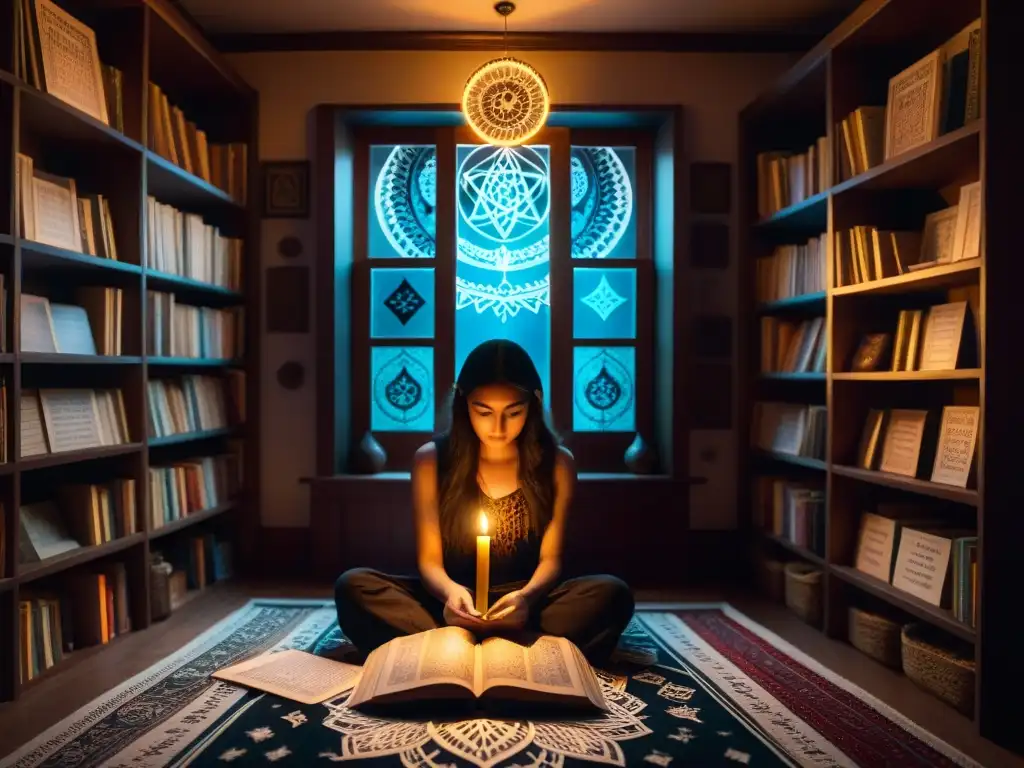 Interpretación de sueños: misterio y psicología en una habitación encantada Un intenso retrato de interpretación de sueños premonitorios en una habitación misteriosa y llena de simbología