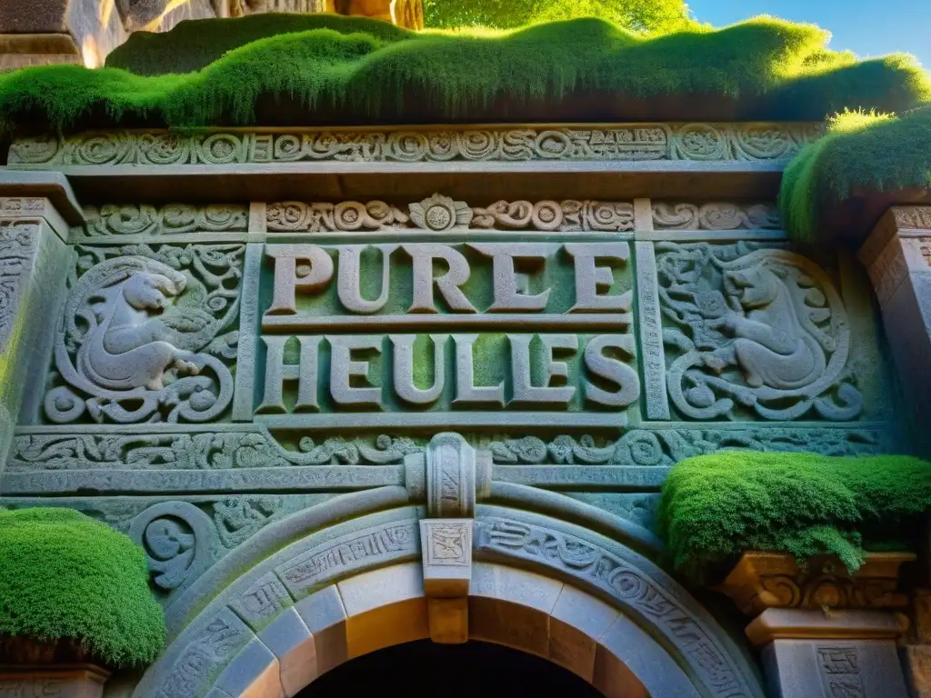 Portón de Hércules: Misterio y Antigüedad Intrincadas inscripciones en la antigua Puerta de Hércules envueltas en misterio y tiempo