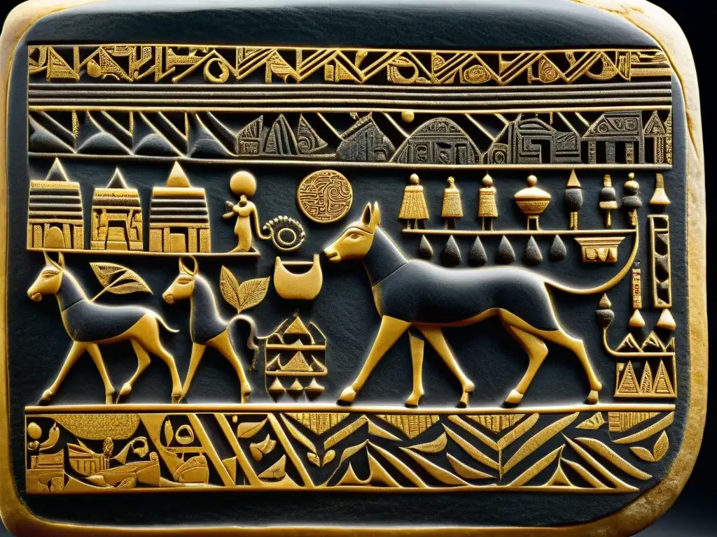 Relieve exquisito: Misterios de la Civilización del Valle del Indo Intrincadas tallas en piedra oscura de la antigua civilización del Valle del Indo: Misterios cultura Indus resueltos