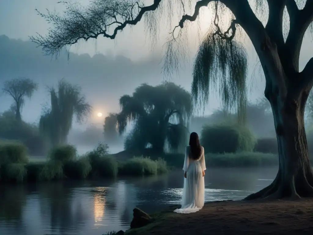 La Llorona: Misteriosa figura junto al río La maldición de La Llorona mito cobra vida en la figura sombría junto al río, entre la niebla y los sauces