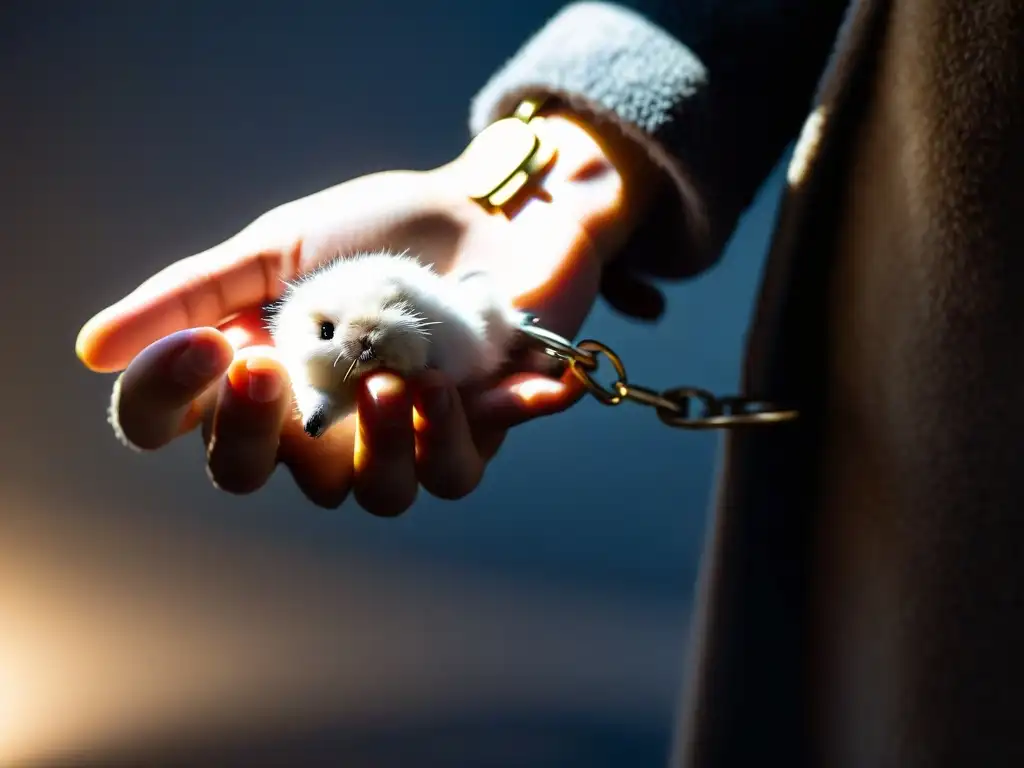 Mano ansiosa aferrando llavero de pata de conejo: misterio y superstición Una mano nerviosa sujeta un llavero de pata de conejo, reflejando supersticiones que generan inseguridades