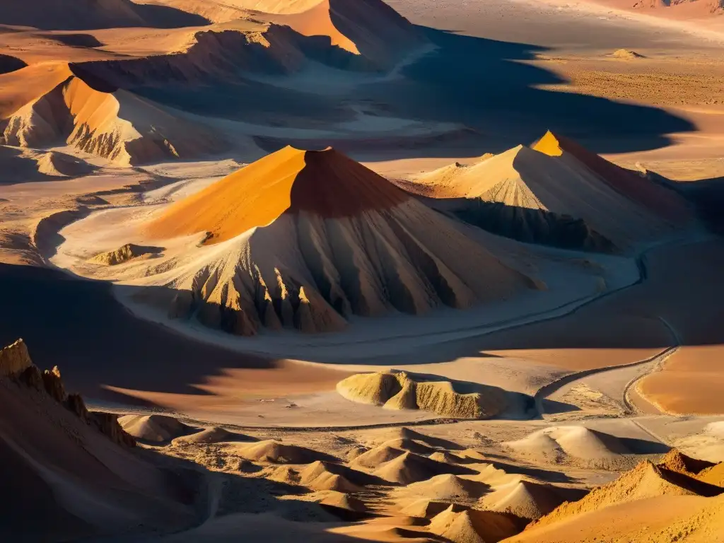 Explora el misterio del Valle de la Luna en Chile, con sus formaciones rocosas iluminadas por la cálida luz dorada
