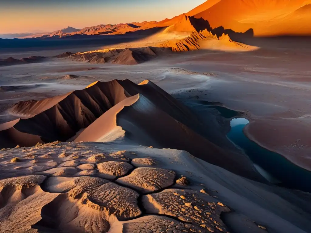 Explora el misterio del Valle de la Luna en Chile, con su paisaje lunar iluminado al atardecer