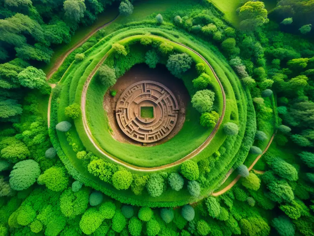 Descubre los misterios de antiguas estructuras subterráneas enterradas en un paisaje verde exuberante