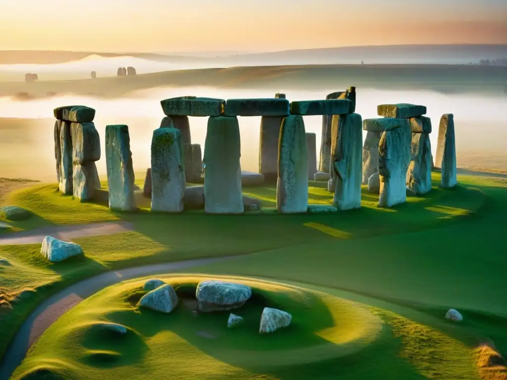 Misterio y magia: Stonehenge al atardecer Misterios de Stonehenge desentrañados: Siluetas mágicas de megalitos al atardecer