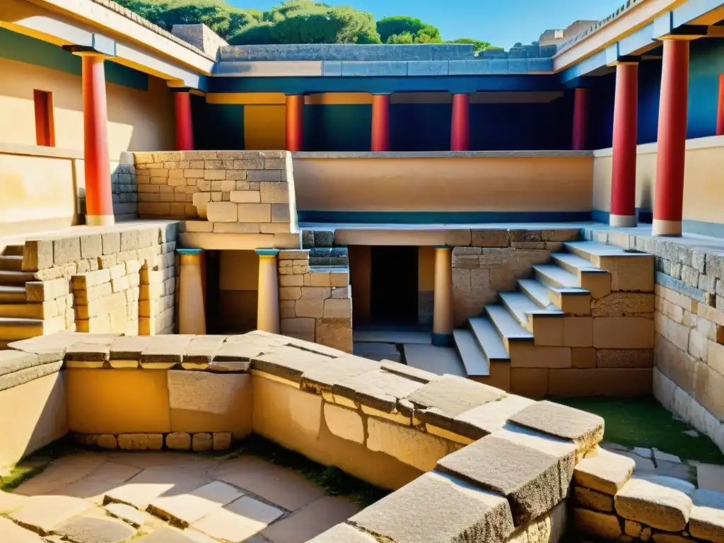 Laberinto misterioso: Ruinas del palacio de Knossos en alta resolución Explora los misterios del Laberinto del Minotauro en las ruinas intrincadas del palacio de Knossos