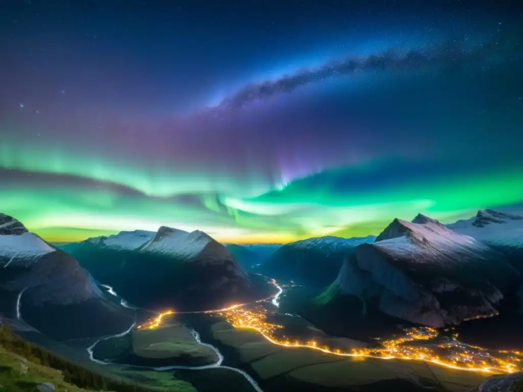 Fascinante espectáculo de luces en Hessdalen, Noruega Misterios revelados: Noche estrellada sobre el Valle de Hessdalen, Noruega, con luces vibrantes danzando en el cielo