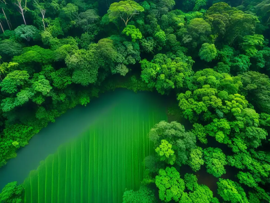 Misteriosa selva tribal: luz y sombra en la densidad verde Misterios tribales en la exuberante selva capturados por drones