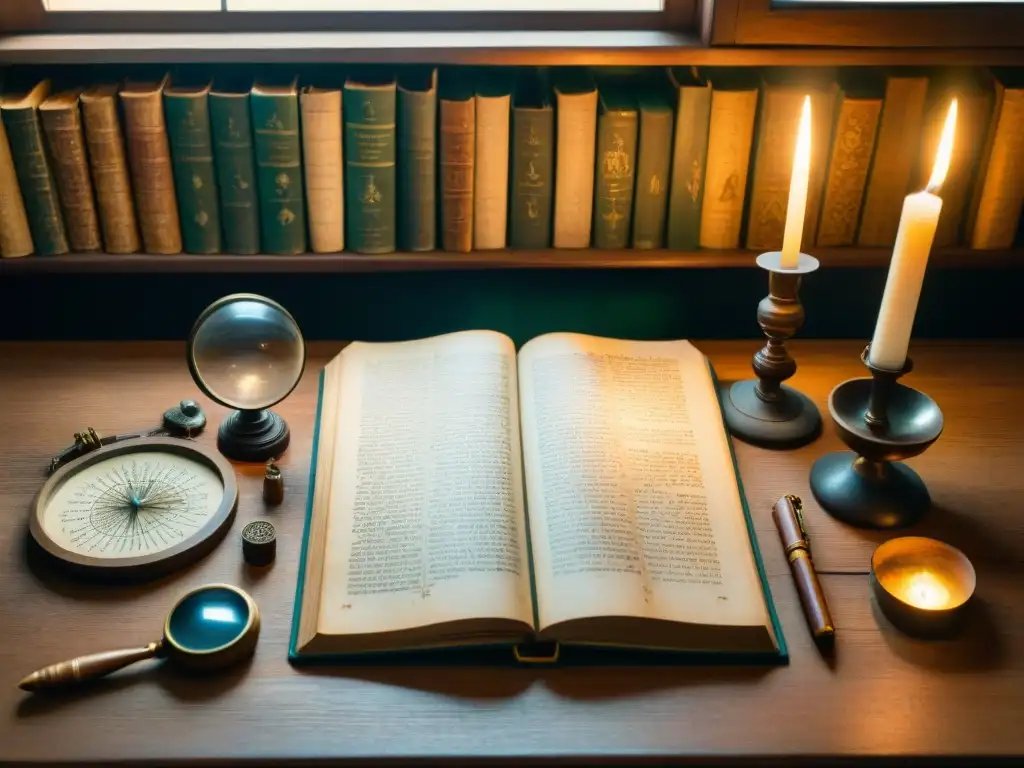 Descubre los enigmas del Manuscrito Voynich en una biblioteca misteriosa En la misteriosa biblioteca con manuscritos antiguos, destaca el enigmático Manuscrito Voynich