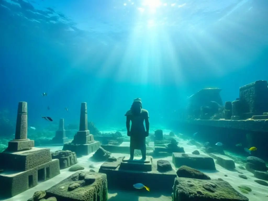 Ruinas submarinas de Heracleion: estatuas antiguas y templo sumergido Descubre la misteriosa Atlántida Egipto Ciudad Perdida Heracleion en ruinas subacuáticas