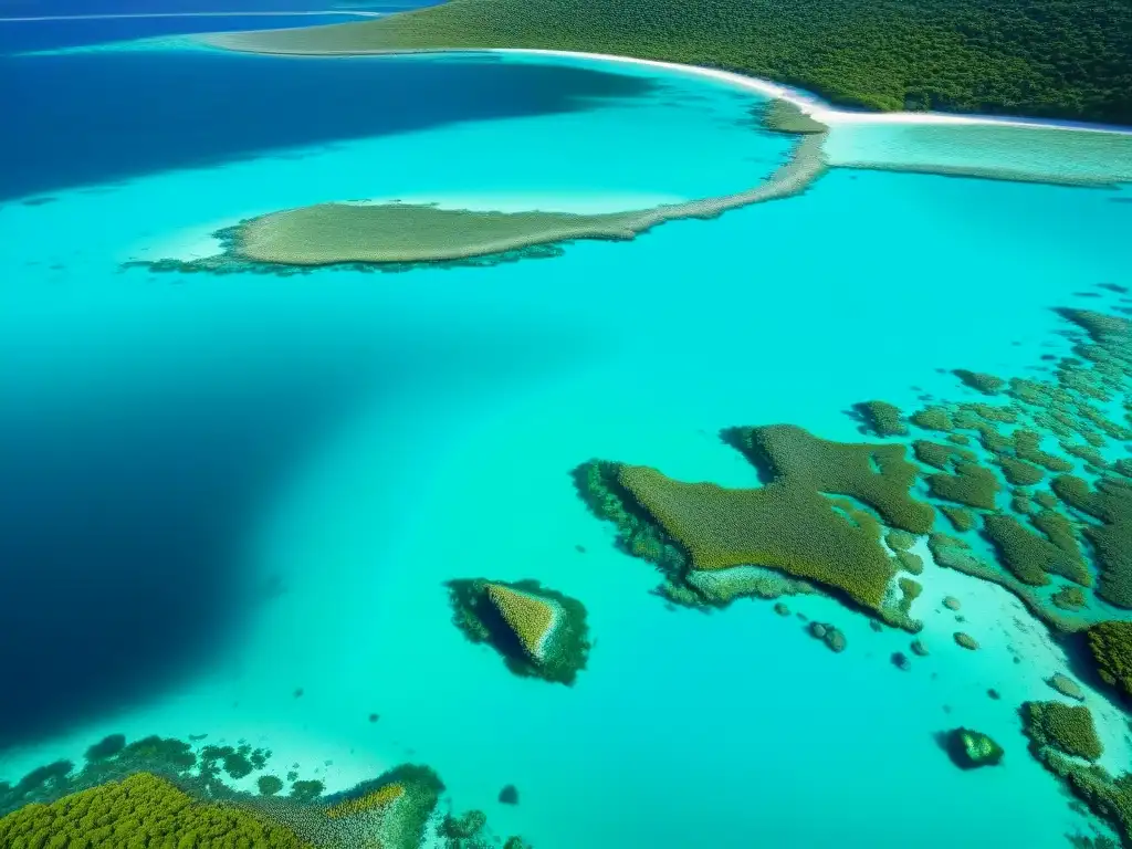 Antigua carretera sumergida: misterios marinos en aguas turquesas Misteriosas antiguas carreteras sumergidas, vida marina vibrante y atmósfera mística