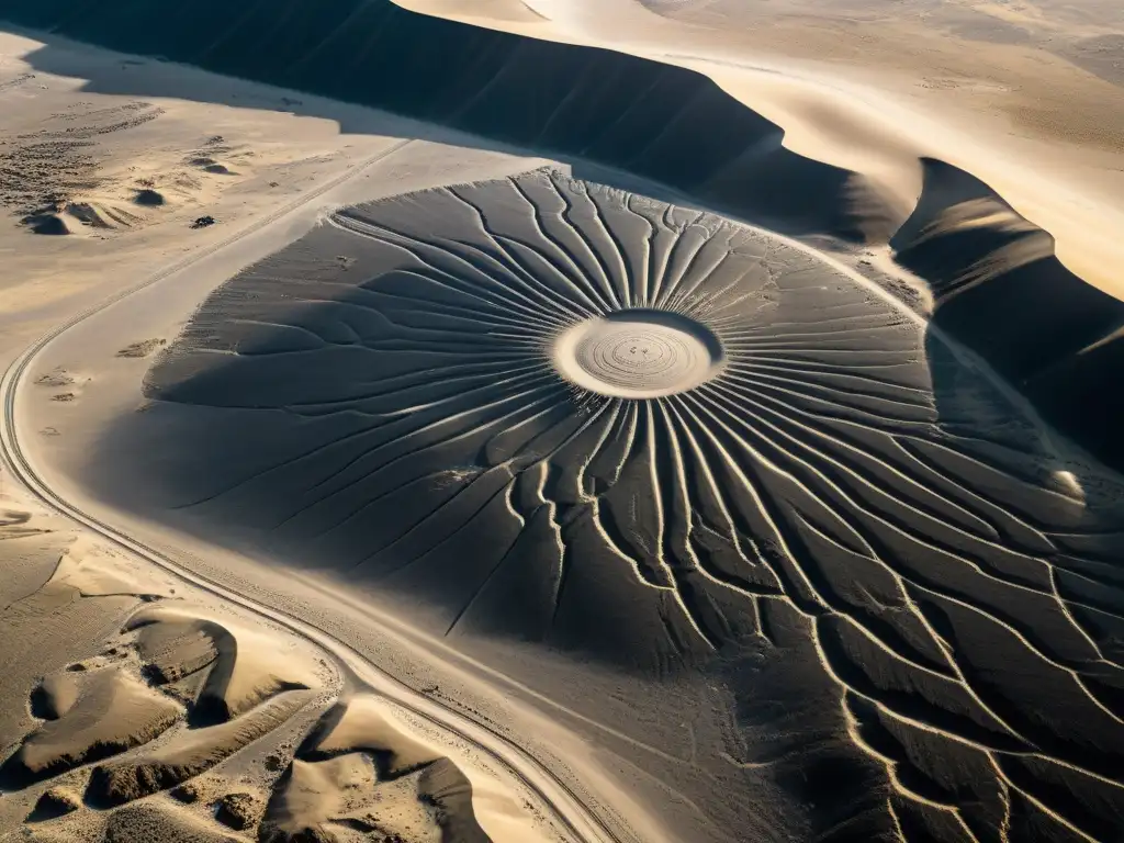 Misteriosas Líneas de Nazca: Detalles en 8k del Desierto Misteriosas conspiraciones en la antigüedad: detallada vista aérea de las enigmáticas Líneas de Nazca en el desierto