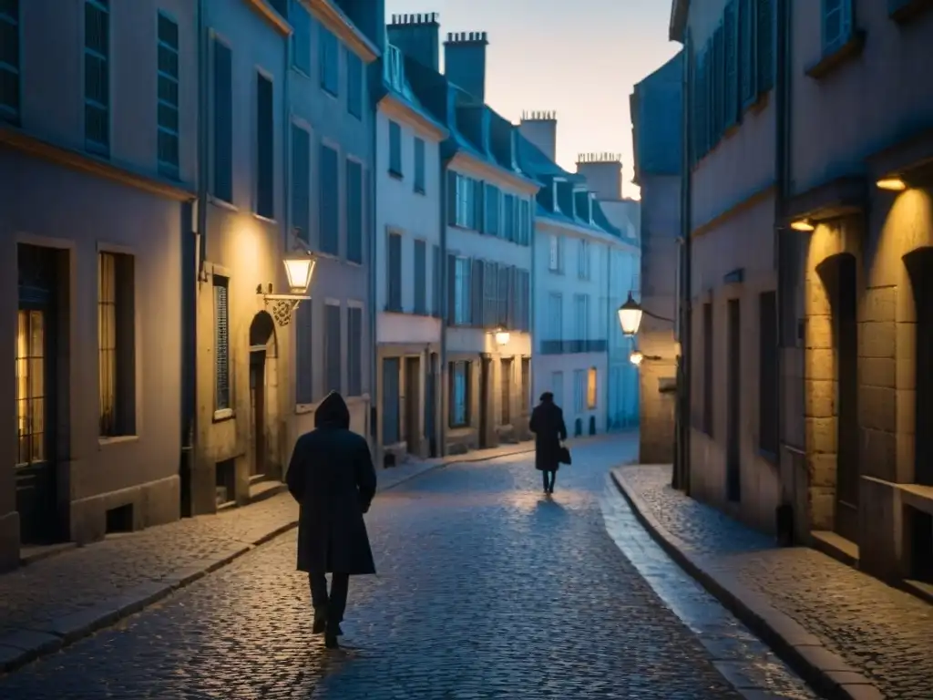 Un misterioso atardecer en Nantes, con luces titilantes iluminando edificios viejos