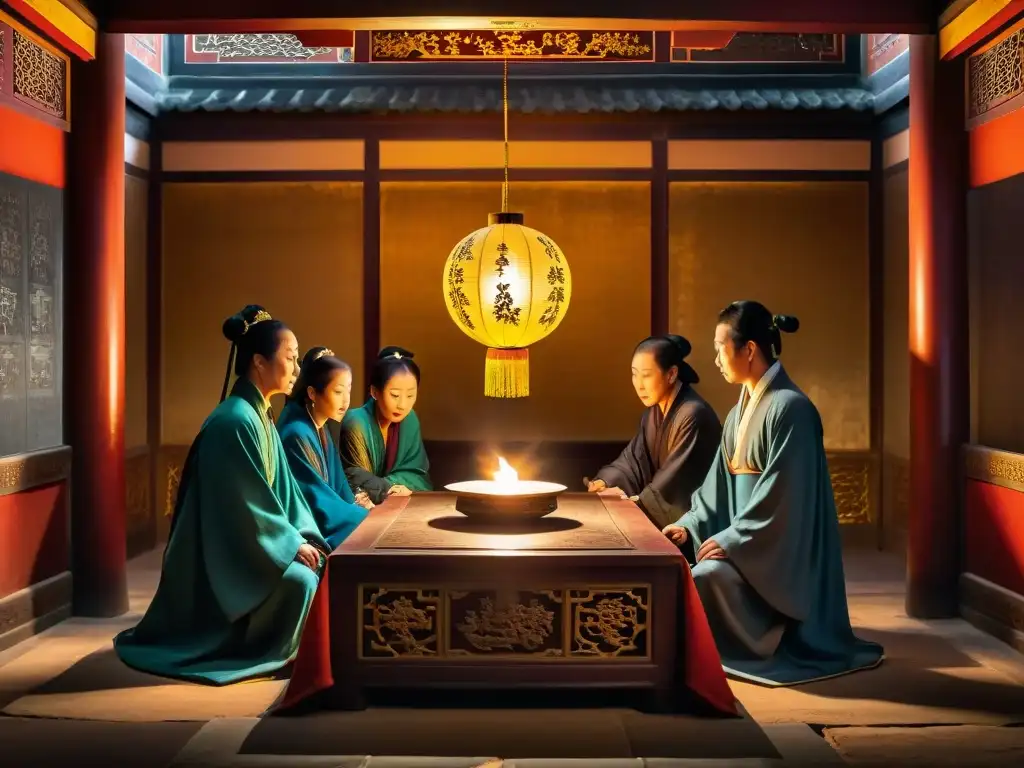 Conspiración en la Ciudad Prohibida: Secretos de la Camarilla Ming Un misterioso encuentro de La Camarilla en China Imperial, en una cámara ricamente decorada de la Ciudad Prohibida Ming