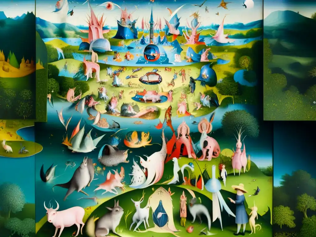 Detalles surrealistas en 'El Jardín de las Delicias' de Bosch Un misterioso mensaje oculto se revela en el Jardín de las Delicias de Bosco, con criaturas surrealistas y paisajes vibrantes
