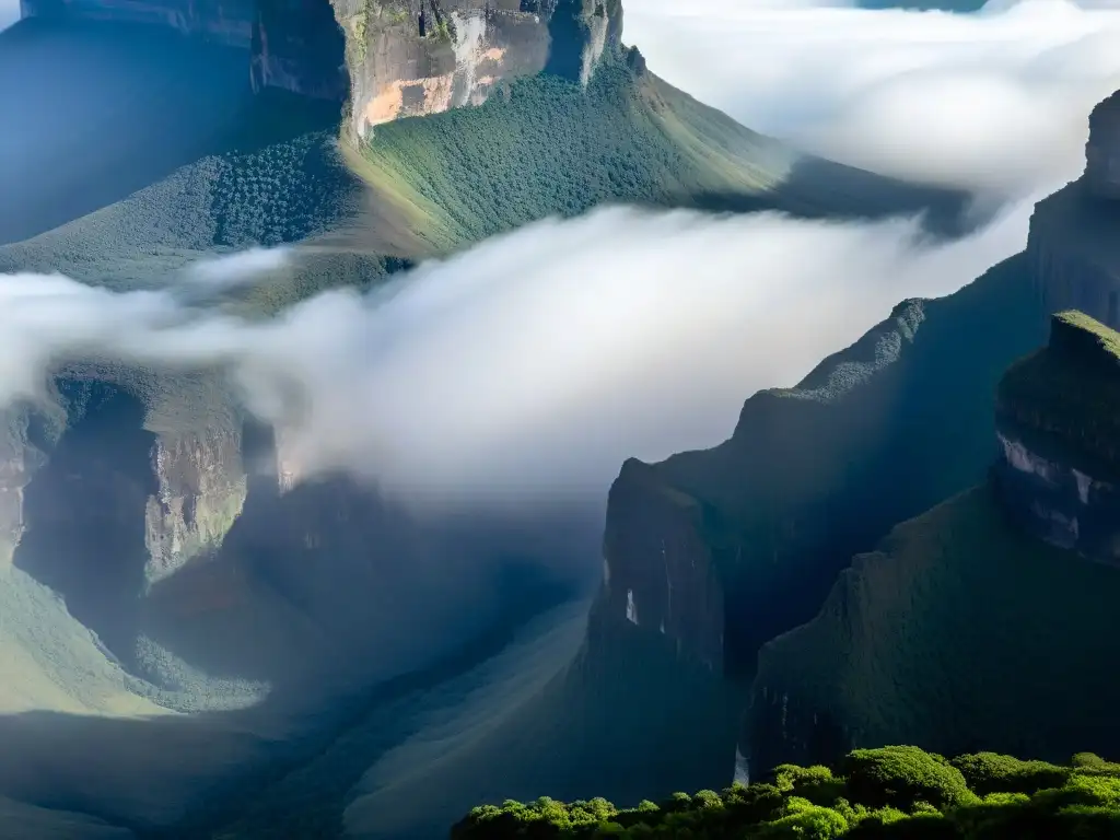 Majestuoso Monte Roraima: Misterio en los Tepuyes Misterioso Monte Roraima inspira con su cima misteriosa y majestuosa entre la niebla y la jungla