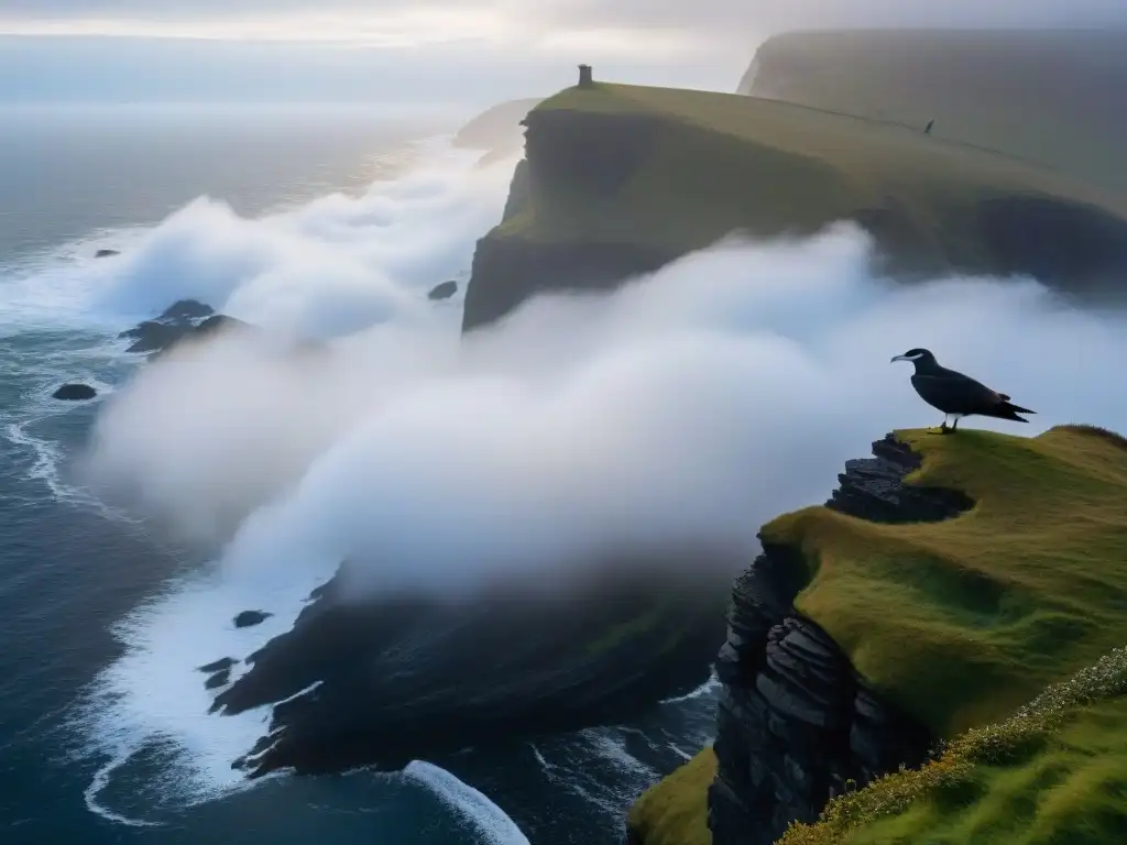 Majestuoso vuelo del Auk Grande en la niebla El misterioso vuelo del Auk Grande en la niebla, evocando asombro y misterio