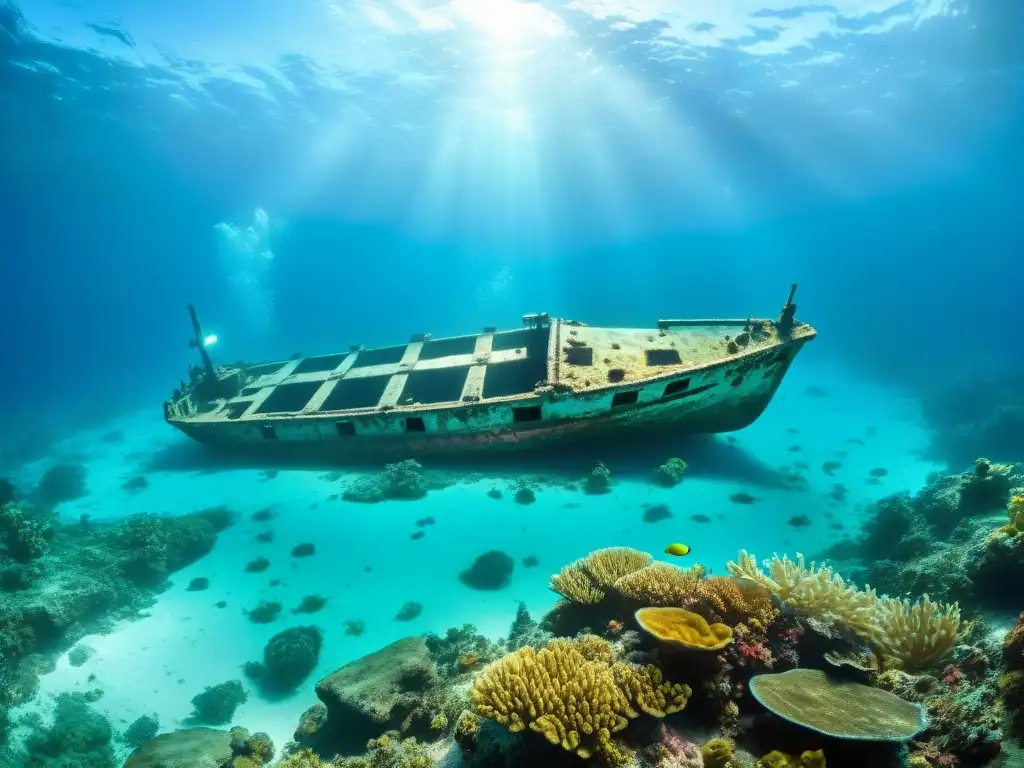 Naufragio cubierto de coral en el Triángulo de las Bermudas Un naufragio cubierto de coral en el misterioso Triángulo de las Bermudas