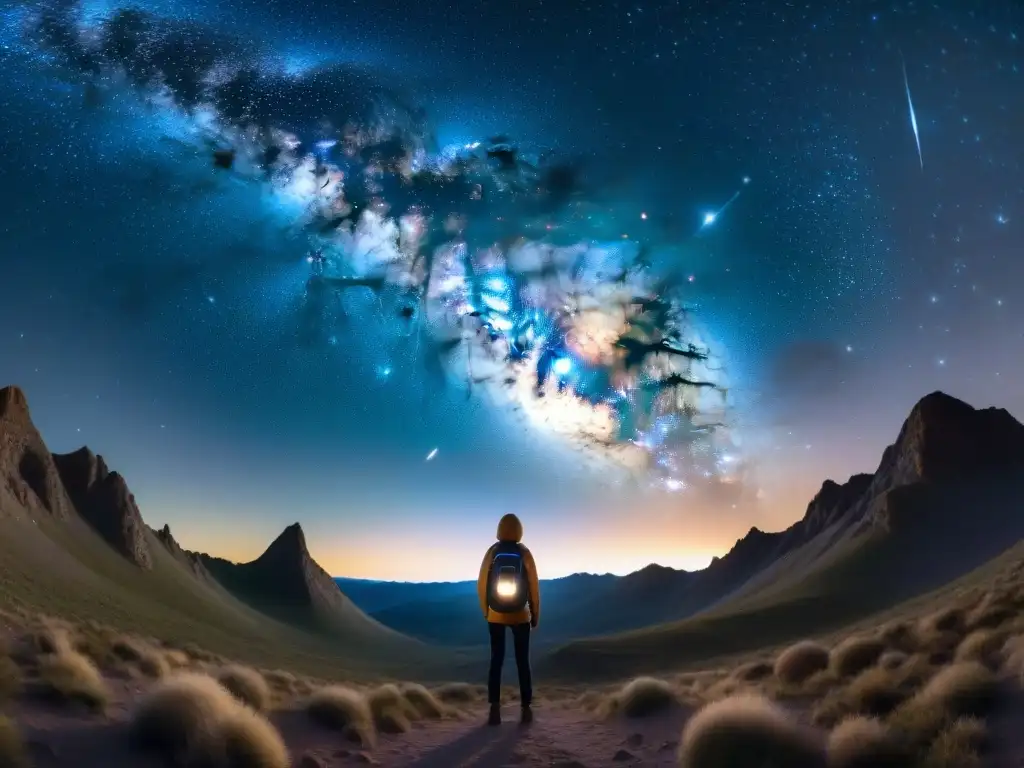 Misterioso cielo estrellado: Tabby's Star y secretos cósmicos Una noche estrellada con Tabby's Star en el centro rodeada de anomalías cósmicas captadas por satélites, evocando mensajes extraterrestres