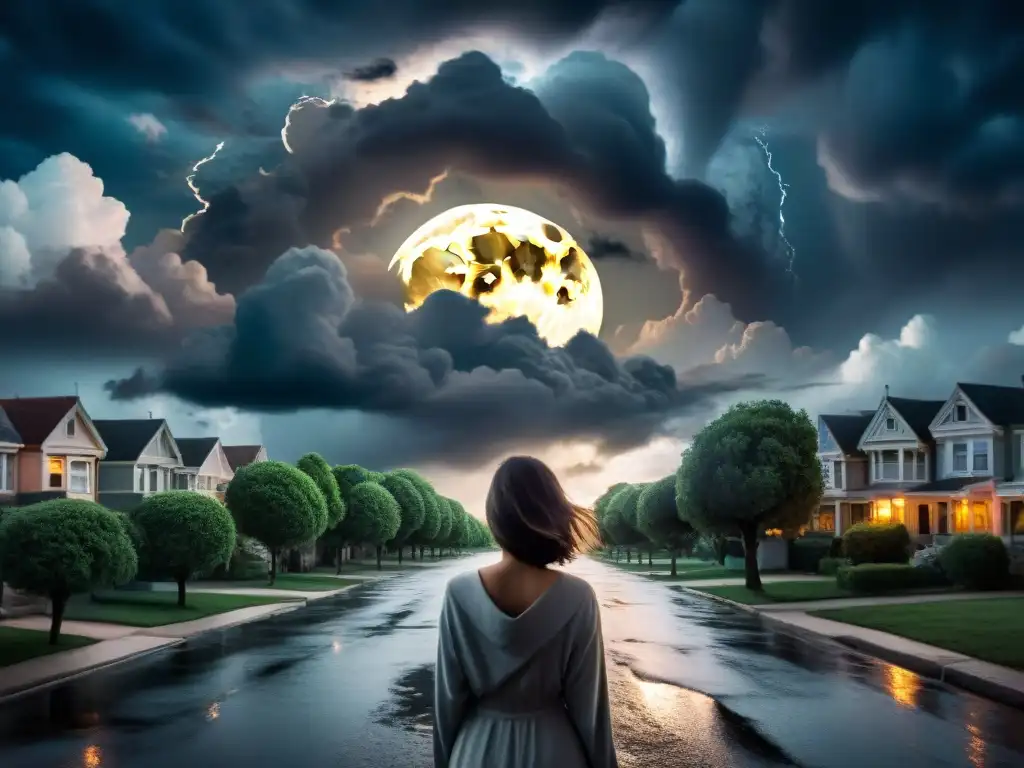 Enigma onírico: sueños premonitorios en la noche azul Persona con ojos cerrados en paisaje surrealista de sueños premonitorios