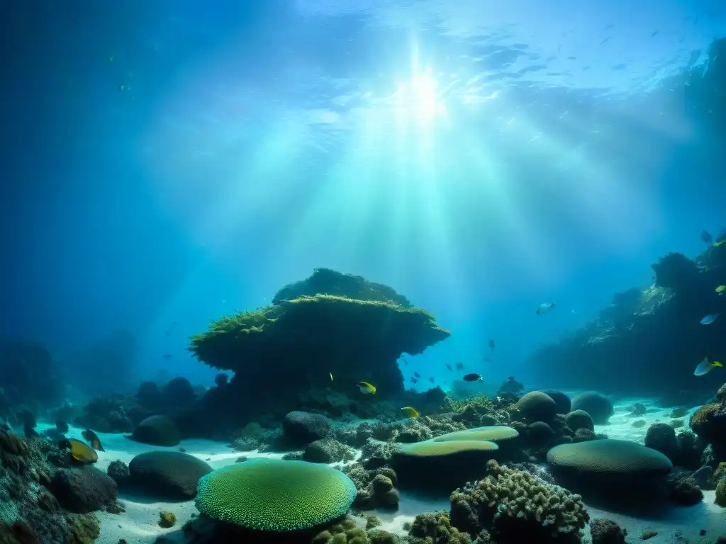 Profundidades misteriosas: criaturas marinas en la oscuridad Profundidades misteriosas del mar con siluetas de criaturas desconocidas