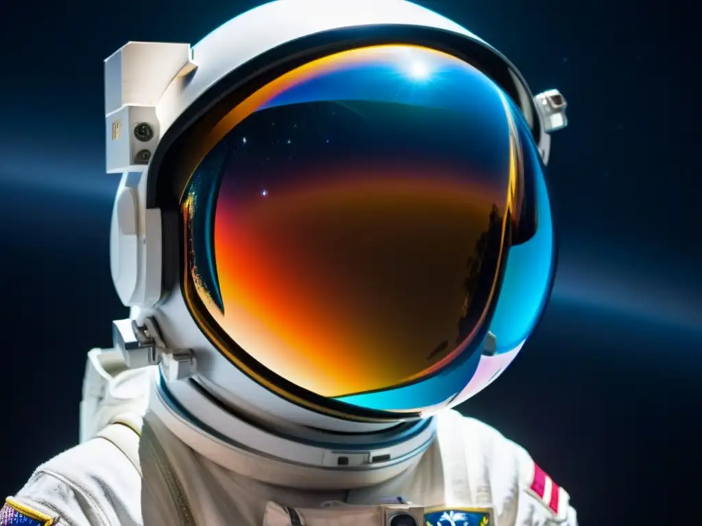 Reflejo misterioso de galaxia en casco de astronauta Reflejo de galaxia en visor de astronauta