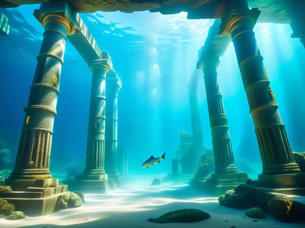 Ruinas de la antigua Atlántida: ciudad sumergida en el fondo del mar Ruinas submarinas de una avanzada civilización en la Ubicación perdida de la Atlántida