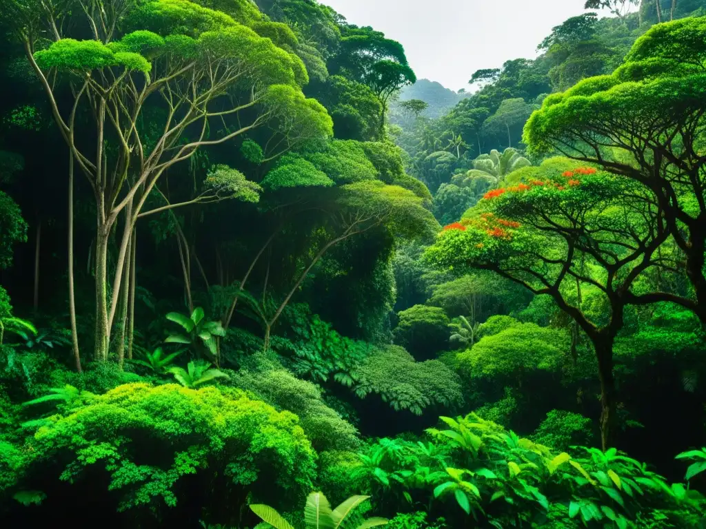 Selva exuberante en Isla Mauricio: misterios y secretos Selva exuberante en Isla Mauricio con flora vibrante y árboles antiguos