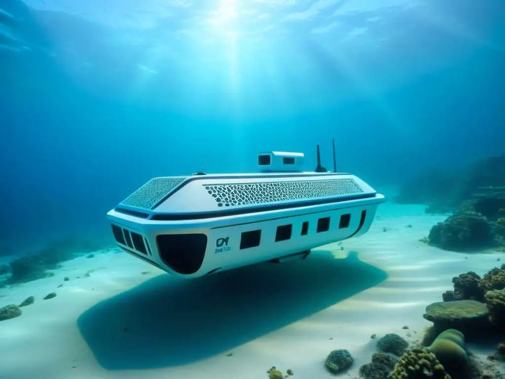 Exploración submarina de misteriosas ruinas sumergidas con tecnología avanzada