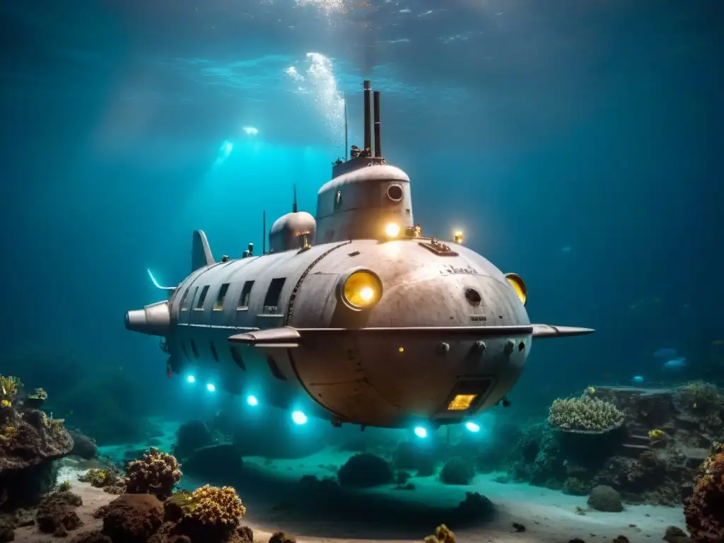 Exploración submarina en las profundidades: Misterios y tecnología en 8k Exploración submarina en la oscuridad abisal