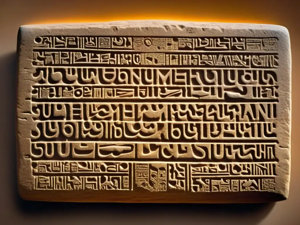 Tableta de arcilla cuneiforme de la diosa Inanna Tableta de arcilla con escritura cuneiforme de la Diosa sumeria Inanna misteriosamente iluminada