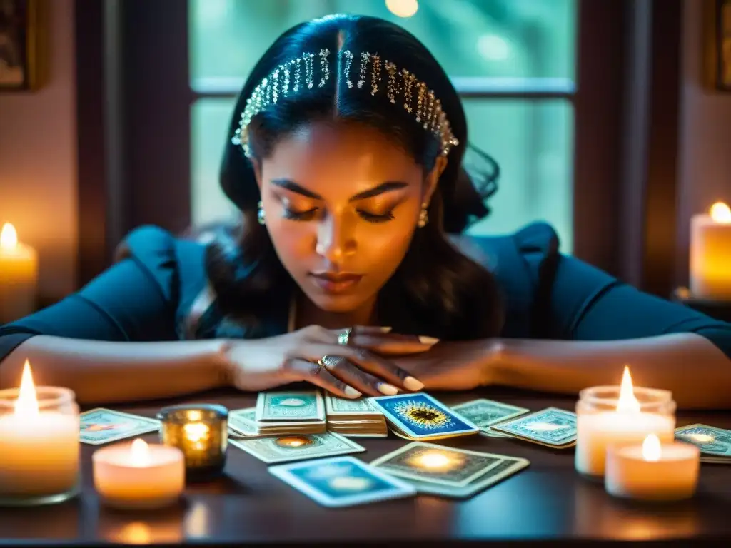 Medium psíquico canaliza energías para resolver crimen Un vidente concentra sus poderes sobre cartas de tarot y cristales, resolviendo crímenes con habilidades extrasensoriales