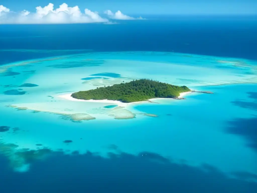 Misterioso Triángulo de las Bermudas: Belleza Aérea Vista aérea del misterioso Triángulo de las Bermudas con aguas azules cristalinas, islas dispersas y barcos navegando